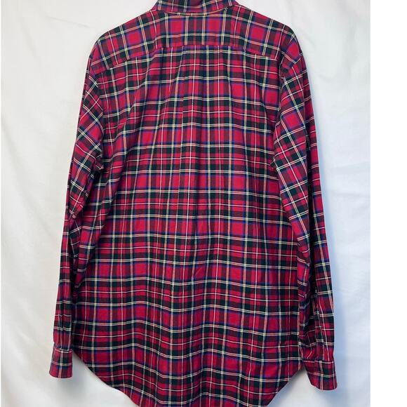 Ralph Lauren Men's L Tall Red/Black Plaid Long Sleeve Button Down Flannel Shirt - Picture 6 of 6